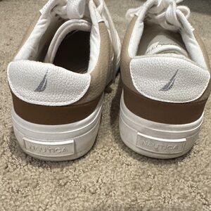 Nautica White and Brown Casual Sneakers